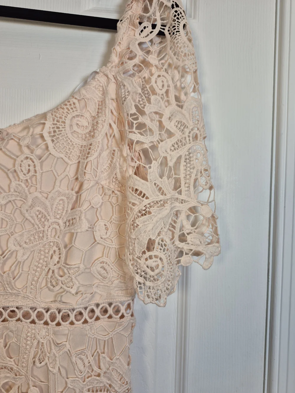 NWT Lulus Briarwood Blush Pink Lace Ruffled Midi Dress Cottagecore Wedding Guest - Picture 5 of 9